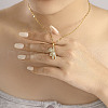 Elegant Fashionable Brass Sparkling Clear Cubic Zirconia Mini Bear Pendant Clavicle Necklaces for Women DD6983-4