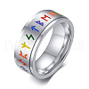 Rainbow Color Pride Flag Rune Words Odin Norse Viking Amulet Enamel Rotating Ring RABO-PW0001-037D-1