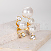 Brass Rhinestone Adjustable Cuff Open Rings for Women FA8616-1