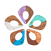 Transparent Resin & Walnut Wood Pendants RESI-CJ0001-74-3