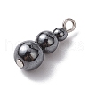 Synthetic Non-magnetic Hematite Round Beaded Pendants PALLOY-JF02867-05-3