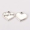 Wedding Theme Antique Silver Tone Tibetan Style Heart with Page Boy Rhinestone Charms TIBEP-N005-14B-1
