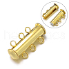 3-Strands 6-Holes Tube Brass Magnetic Slide Lock Clasps X-KK-D473-M-NF-2