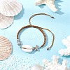 Natural Cowrie Shell Braided Bead Bracelets for Women BJEW-JB11765-04-1