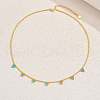 925 Sterling Silver Round Beaded Sky Blue Cubic Zirconia Triangle Tassel Necklaces for Women Summer Gift ZJ0502-5