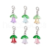 Flower Transparent Glass Pendant Decorations HJEW-JM03295-02-2