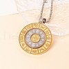 Stainless Steel Flat Round 12 Chinese Zodiac Pendant Box Chain Necklaces for Women Men PW-WG0711E-01-1