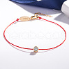 Brass with Cubic Zirconia Flat Round Beaded Bracelet FIND-PW0024-13C-1