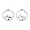 Anti-Tarnish 201 Stainless Steel Pave Epoxy Pendants STAS-R002-03P-1