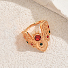 Geometric Design Brass Micro Pave Cubic Zirconia Adjustable Open Cuff Rings for Women IA1364-1-1