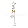 Natural Quartz Crystal Beads with Natural Grade AB Tiger Eye Beads and Glass Beads and Alloy Charms Decorations HJEW-JM03031-02-2