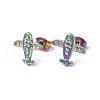 Ion Plating(IP) 304 Stainless Steel Plane Stud Earring Findings EJEW-I285-14MC-1