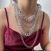Punk Alloy & Aluminum Cuban Link Chain Multi Layered Necklaces for Women FS-WG4574A-02-2