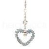 Heart Natural Aquamarine Chip Pendant Drcorations HJEW-JM01651-02-1