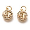 Brass Micro Pave Clear Cubic Zirconia Charms ZIRC-C020-70G-1