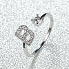 Brass Micro Pave Cubic Zirconia Cuff Rings for Women FS-WGA4C54-28-1