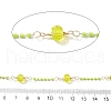 Brass Hexagonal Column Glass Seaded Beaded & Resin Round Beaded Link Chains CHC-G026-01G-2