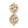 Rack Plating Brass Clear Cubic Zirconia Infinity Connector Charms KK-A234-036G-02-1