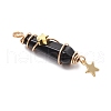 3Pcs 3 Styles Natural Obsidian Pointed Copper Wire Wrapped Faceted Bullet Big Pendants PALLOY-JF03573-02-4