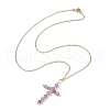 Natural Mixed Gemstone Beaded Cross Pendant Necklace NJEW-JN04357-2