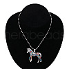 Alloy Colorful Rhinestone Horse Pendant Necklaces for Kid FS-WG0E39F-01-1