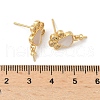 Brass Micro Pave Cubic Zirconia with Shell Stud Earring Findings KK-Z115-02G-3