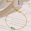 December Birthstone Brass Pave Cubic Zirconia Rectangle Link Bracelets WG17BBA-11-2