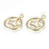 Brass Micro Pave Clear Cubic Zirconia Pendants KK-Q769-001-NF-4