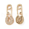 Brass Micro Pave Clear Cubic Zirconia Pendants KK-E068-VF262-1