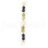 Faceted Round Natural Labradorite & Black Spinel & Potato Natural Cultured Freshwater Pearl Beaded Connector Charms PALLOY-JF03531-07-1