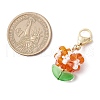 Flower Glass Pendant Decorations HJEW-MZ00218-02-3
