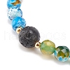 Natural Fire Crackle Agate & Lava Rock Stretch Bracelet BJEW-JB08362-5