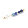 Faceted Round Natural Quartz Crystal & Lapis Lazuli & Kyanite Beaded Connector Charms PALLOY-JF03530-02-3