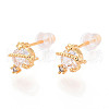 Planet Brass Micro Pave Clear Cubic Zirconia Stud Earrings EJEW-T047-42G-1