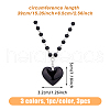 FIBLOOM 3Pcs 3 Colors Glass Heart Pendant Necklaces Set with Plastic Beaded Chains NJEW-FI0001-40-2