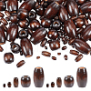 AHADERMAKER 250Pcs 5 Styles Dyed Natural Wood Beads WOOD-GA0001-40-1