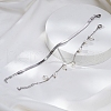Fashionable Stainless Steel Herringbone & Curb Chains Double Layer Bracelets TF4640-1-1