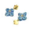304 Stainless Steel Star Glass Seed Beaded Dangle Stud Earrings EJEW-MZ00332-02-3