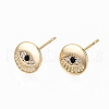 Brass Micro Pave Cubic Zirconia Stud Earrings KK-S356-147G-NF-1