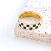 Black & White Checkerboard Stainless Steel Enamel Finger Rings FS-WG83B81-03-4