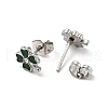 Enamel Clover with Crystal Rhinestone Stud Earrings with 316 Surgical Stainless Steel Pins EJEW-A081-12P-02-2