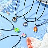 Summer Beach Dyed Synthetic Turquoise Turtle Pendant Necklaces NJEW-JN05020-2