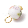Handmade Flower Printed Porcelain Ceramic Pendants PALLOY-JF03928-02-5