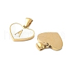 304 Stainless Steel Pave Natural White Shell Heart with Initial Slice Pendants STAS-R168-25G-A-2