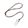 Natural Quartz Crystal Nugget Pendant Necklace with Waxed Cord for Women NJEW-F306-01H-3