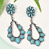 Alloy Synthetic Turquoise Dangle Stud Earrings EJEW-U053-12AS-1