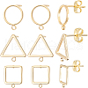 Beebeecraft 24Pcs 3 Style Square & Triangle & Ring Brass Stud Earring Findings KK-BBC0012-84-1