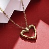 Textured Heart Outline 304 Stainless Steel Pendant Necklaces NJEW-M096-38G-4