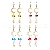 4 Pairs 4 Colors Mushroom Lampwork Dangle Earrings EJEW-TA00306-1