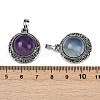 Natural Fluorite Half Round Pendants PALLOY-R159-01AS-10-3